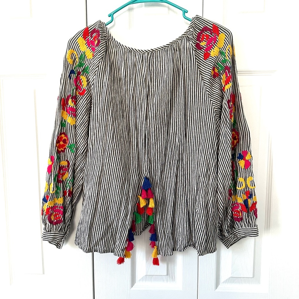Anthropologie Floreat Embroidery Top Sz Med - Picture 3 of 11